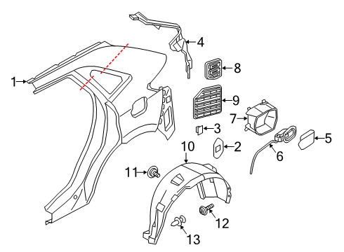 2017 Ford Edge Quarter Panel & Components Housing Diagram for FT4Z-5827936-A