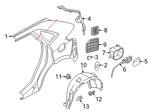 2017 Ford Edge Quarter Panel & Components Vent Grille Diagram for FT4Z-58280B62-A