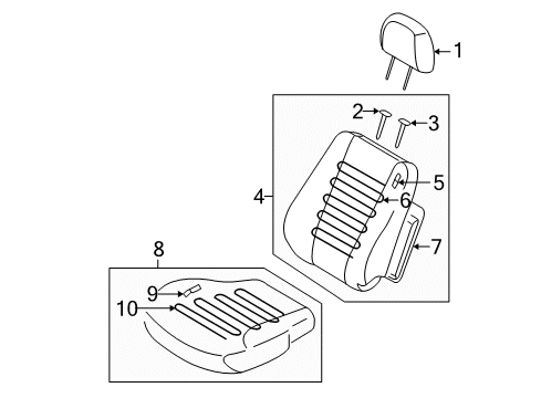 2008 Kia Sportage Front Seat Components Front Seat Cushion Passenge Covering Diagram for 882701F5011BK