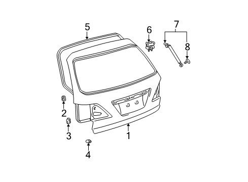 1999 Lexus RX300 Lift Gate Back Door Stay Assembly, Right Diagram for 68950-49016