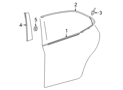 2018 Toyota Camry Exterior Trim - Rear Door Belt Molding Diagram for 75740-33180