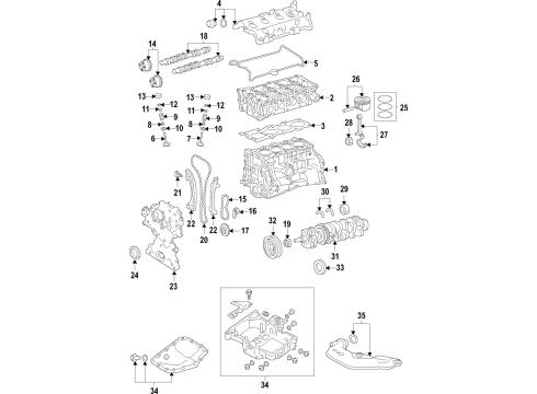 2019 Nissan Altima Engine Parts, Mounts, Cylinder Head & Valves, Camshaft & Timing, Variable Valve Timing, Oil Cooler, Oil Pan, Oil Pump, Balance Shafts, Crankshaft & Bearings, Pistons, Rings & Bearings Sprocket-Crankshaft Diagram for 13021-5NA0A