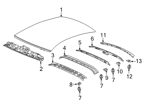 2018 Honda Accord Roof & Components Rail, RR. Roof Diagram for 62131-TVA-A00ZZ