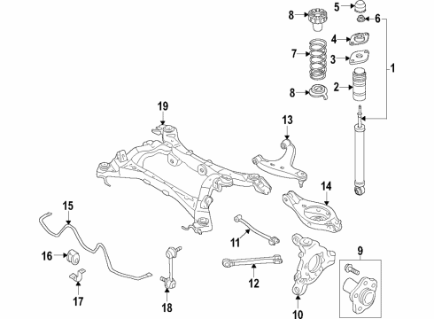 2017 Infiniti QX50 Rear Suspension Components, Lower Control Arm, Upper Control Arm, Stabilizer Bar Rear Suspension Spring Diagram for 55020-5WB0A