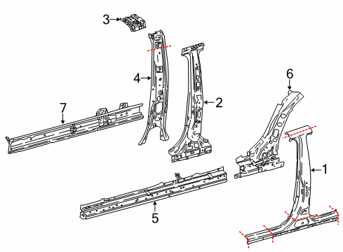 2018 Toyota Camry Center Pillar & Rocker Inner Center Pillar Diagram for 61044-06030