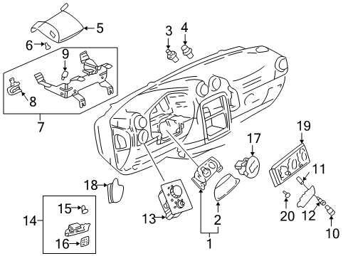 2005 Pontiac Aztek Cluster & Switches, Instrument Panel Switch Asm-Headlamp & Instrument Panel Lamp Dimmer & Accessory (W/*Very Dark Gray Diagram for 10410465