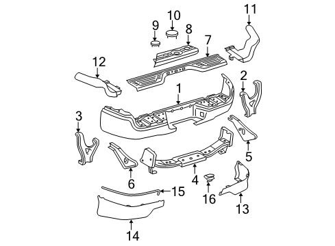 2006 Toyota Tacoma Bumper & Components, Rear Spoiler Arm Diagram for 52016-04010