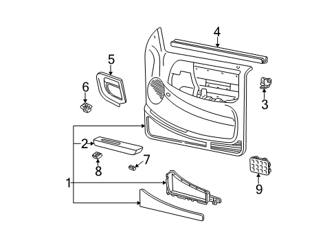 2000 Ford Ranger Interior Trim - Front Door Armrest Diagram for 4L5Z-1024101-AAG