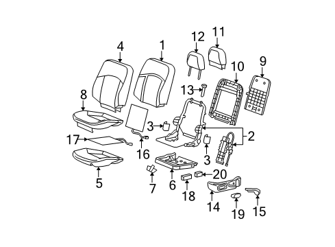 2005 Buick LaCrosse Heated Seats Heater Asm, Driver Seat Cushion Diagram for 19123111