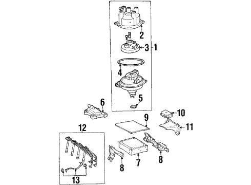 1999 Toyota Celica Distributor Ecm Ecu Engine Control Module Diagram for 89661-2G271