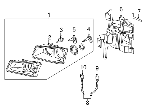 2004 Chevrolet Silverado 3500 Headlamps Capsule/Headlamp/Fog Lamp Headlamp Diagram for 10396913