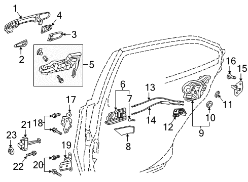 2021 Toyota Camry Lock & Hardware Hinge Assy, Rear Door, Upper RH Diagram for 68750-06010