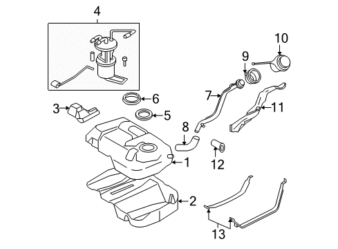 2005 Ford Escape Fuel System Components Filler Pipe Diagram for 5M6Z-9034-HA