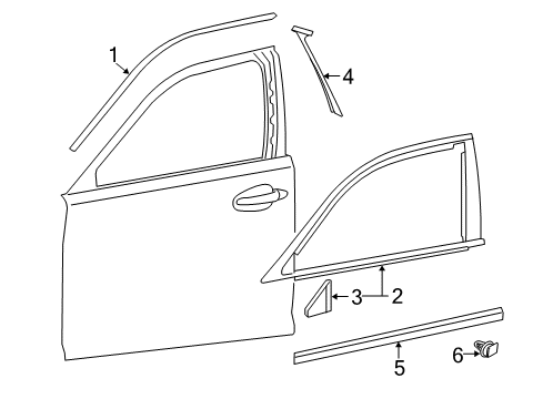 2016 Lexus LS600h Exterior Trim - Front Door Cover, Front Door Front Lower Diagram for 67495-50030