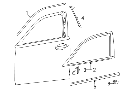 2013 Lexus LS600h Exterior Trim - Front Door MOULDING Sub-Assembly, Front Diagram for 75072-50080-J0