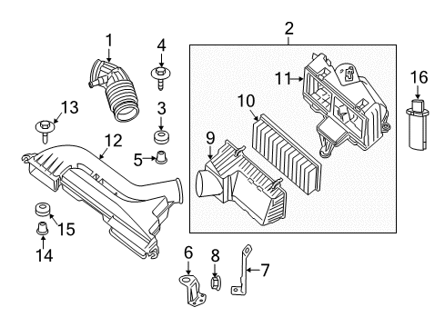 2010 Nissan Altima Powertrain Control Duct Assembly-Air Diagram for 16554-JA80A