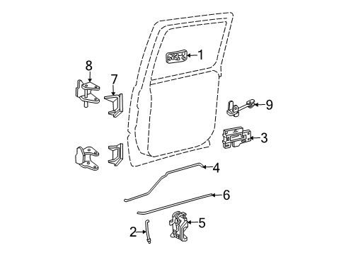 2004 Cadillac Escalade EXT Rear Door - Lock & Hardware Door Check Diagram for 19209020