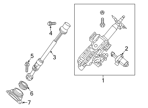 2020 Infiniti QX60 Steering Column & Wheel, Steering Gear & Linkage Cover Assembly - Hole Diagram for 48950-3JA0A
