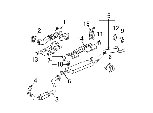 2006 Buick Rendezvous Exhaust Components Muffler & Pipe Diagram for 15252916