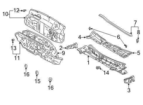 2001 Lexus ES300 Cowl Cowl Top Panel Side Extension Diagram for 55714-33020