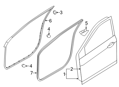 2017 Hyundai Elantra GT Front Door Weatherstrip Assembly-Front Door Side RH Diagram for 82140-A5000