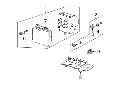 2007 Saturn Outlook ABS Components Mount Bracket Diagram for 10390116