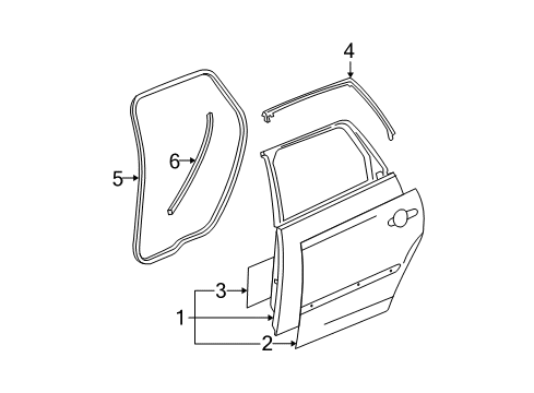 2004 Chevrolet Malibu Rear Door Weatherstrip Asm-Rear Side Door Upper Auxiliary LH Diagram for 15139465