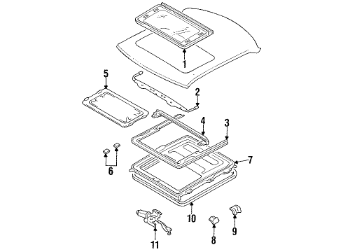 1990 Nissan Maxima Sunroof WEATHERSTRIP SUNROOF Frame Diagram for 91346-D4020