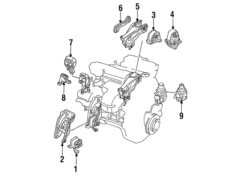 1994 Honda Accord Engine & Trans Mounting Stay, RR. Diagram for 50828-SV4-J00