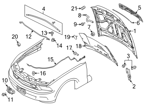 2011 Ford Mustang Hood & Components Support Rod Diagram for AR3Z-16826-A
