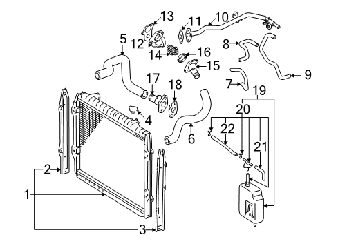 2003 Toyota Tacoma Radiator & Components Flange Diagram for 16331-0W010