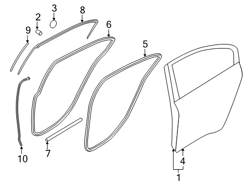 2015 Kia K900 Rear Door Panel-Rear Door Outer RH Diagram for 771213T001