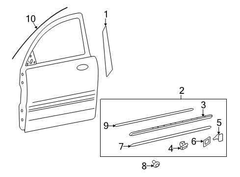 2007 Hyundai Azera Exterior Trim - Front Door Moulding Assembly-Front Door Waist Line, RH Diagram for 87722-3L020