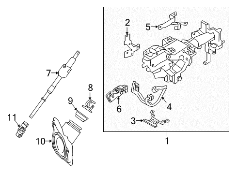 2021 INFINITI Q60 Steering Column Assembly Cover-Column Hole Diagram for 48950-JK90A