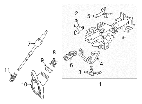 2021 INFINITI Q60 Steering Column Assembly COLMN-Steering Upper Diagram for 48810-5CK1B