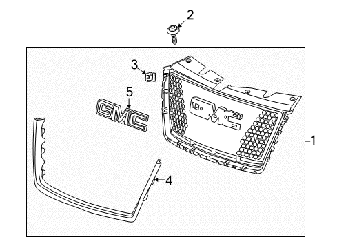 2015 GMC Terrain Grille & Components Grille Assembly Diagram for 22820043