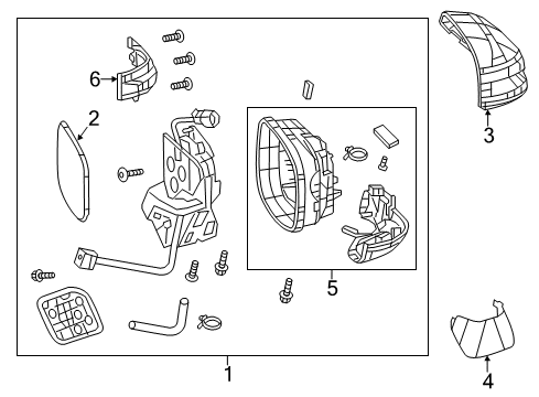 2012 Honda Civic Outside Mirrors Set Driver Side, Mirror Assembly Diagram for 76258-TR2-A12