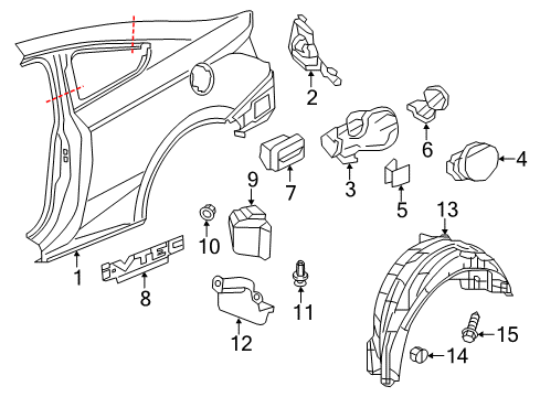2014 Honda Civic Quarter Panel & Components, Exterior Trim Adapter Assy., Fuel Cap Diagram for 74480-TS8-A01