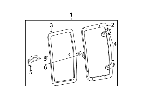 1999 Ford F-350 Super Duty Rear Door - Glass & Hardware Hinge Assembly Diagram for F81Z-28303A22-AA