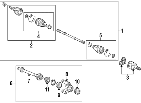 1990 Honda Accord Axle Shaft - Front Shaft, Half Diagram for 44510-SM4-020