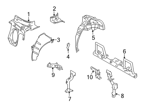 2011 Nissan 370Z Inner Structure - Quarter Panel Post-Inside GUARDFRAME, LH Diagram for 93117-1ET0H