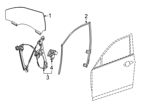 2018 Cadillac ATS Door & Components Run Weatherstrip Diagram for 23480494