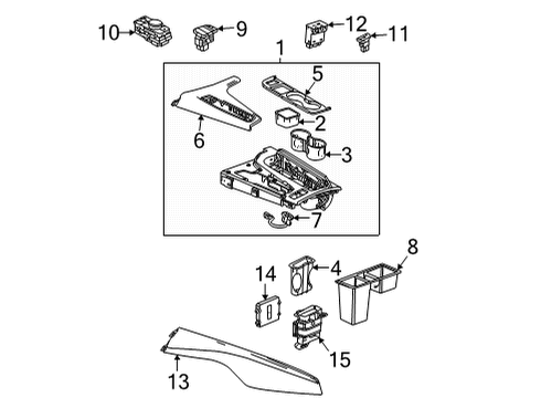 2022 Cadillac Escalade Center Console Tray Diagram for 84266535