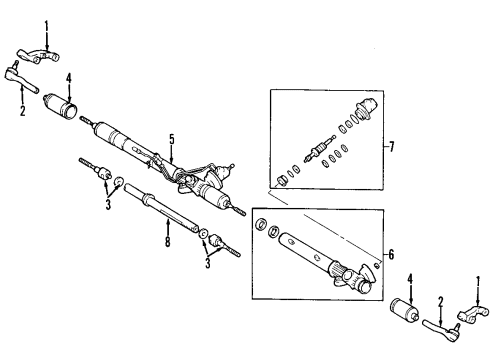 2001 Lexus LX470 P/S Pump & Hoses, Steering Gear & Linkage Steering Gear Seal Kit Diagram for 04445-60080