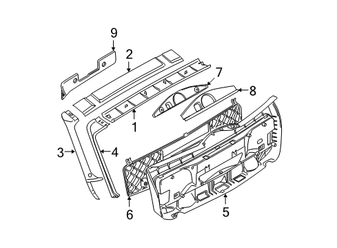 2006 BMW 530xi Interior Trim - Lift Gate Inter. Lateral Left Trunk Lid Trim Panel Diagram for 51497076859