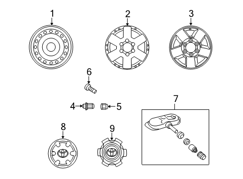 2009 Toyota FJ Cruiser Wheels, Covers & Trim Wheel, Alloy Diagram for 42611-35480