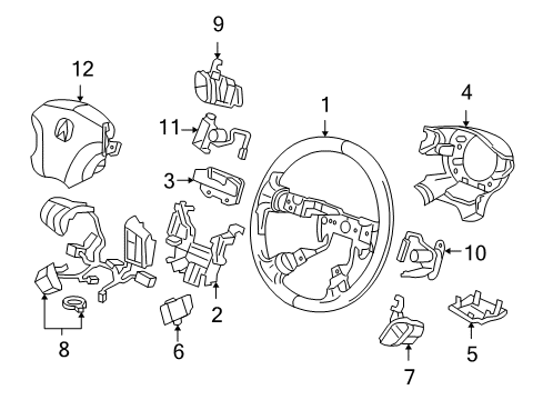 2008 Acura RL Steering Wheel & Trim Switch, Passenger Side (Graphite Black) Diagram for 78560-SJA-305ZA