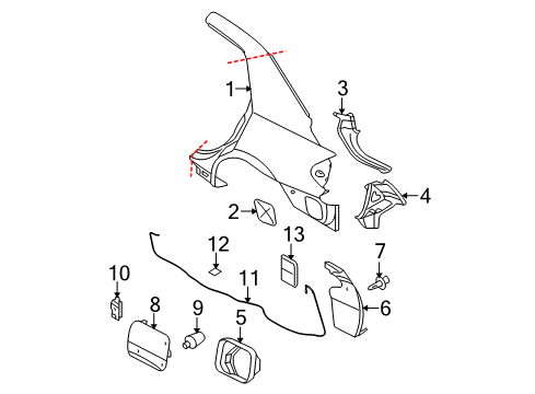 2007 Nissan Versa Fuel Door Cable Assy-Fuel Opener Diagram for 78821-ZW40B