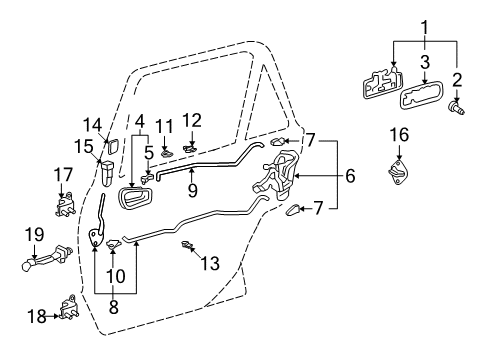 1999 Toyota Corolla Rear Door - Lock & Hardware Lock Assembly Diagram for 69306-02070