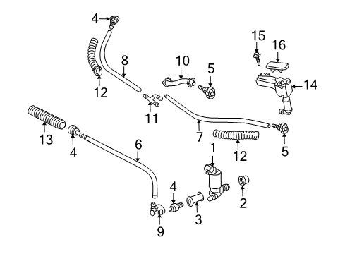 2011 Toyota Land Cruiser Headlamp Washers/Wipers Connector Hose Diagram for 85375-14400
